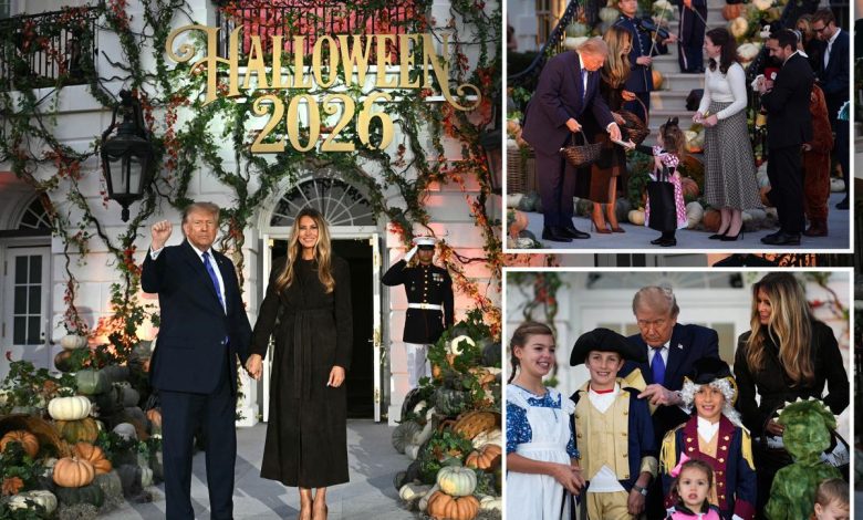 Trump and Melania surprise trick-or-treaters with Air Force One flyover at White House Halloween celebration